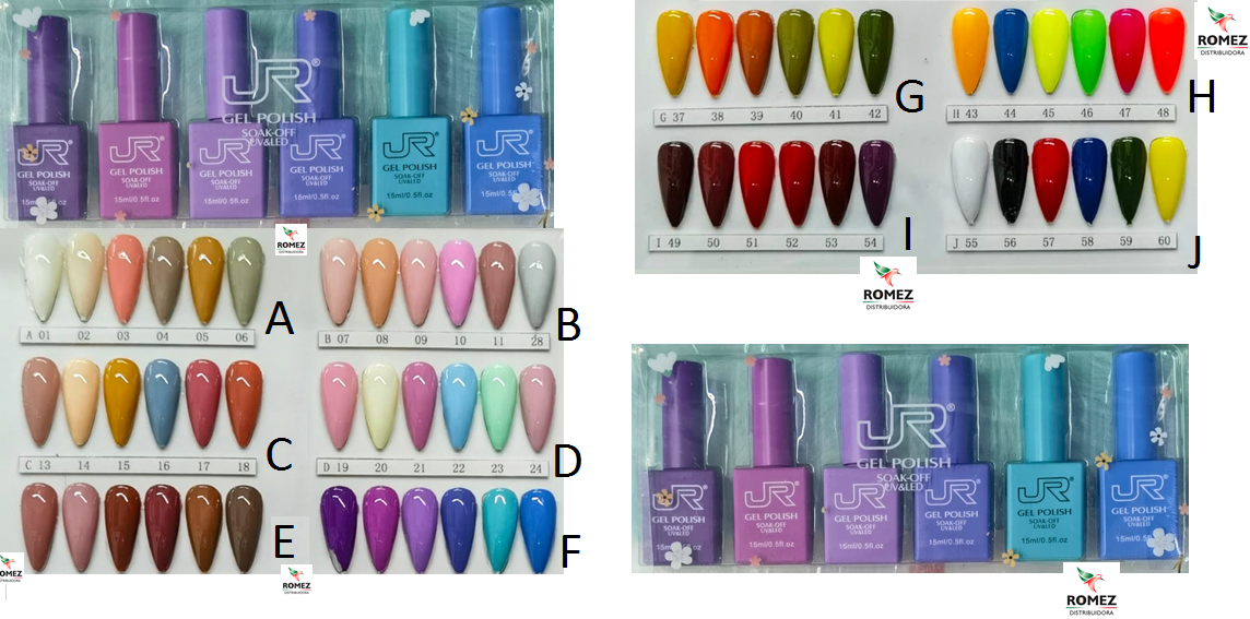 GAMA GELES JR CUADRADO 15 ML. 6 PIEZAS