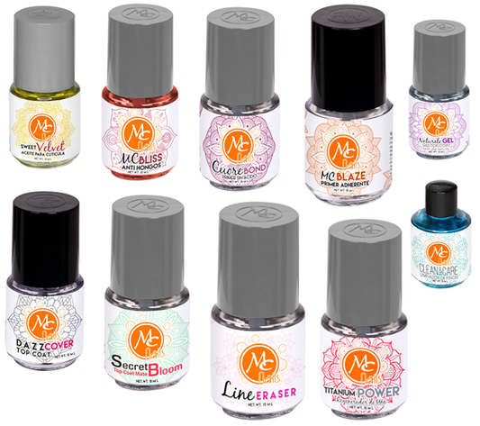 PAQUETES DE BASICOS, RESINAS, GEL UV Y  FORMAS MC NAILS